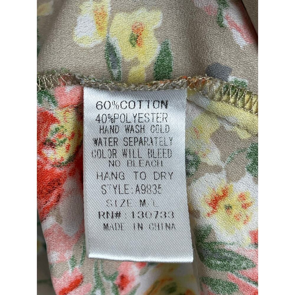 Umgee Tan Floral Lace Trimmed Kimono/ M/L Multi Colors - Picture 5 of 9